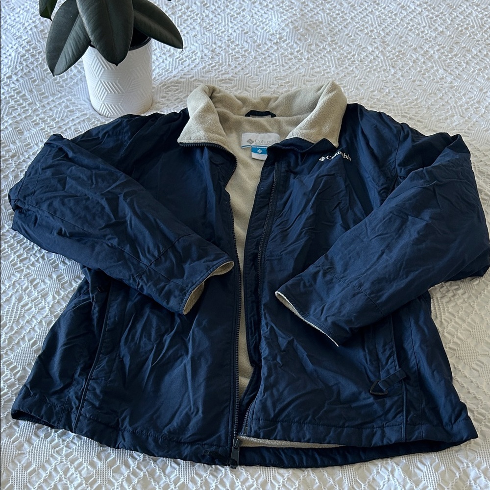 Columbia Navy Jacket with Cream Fleece Lining